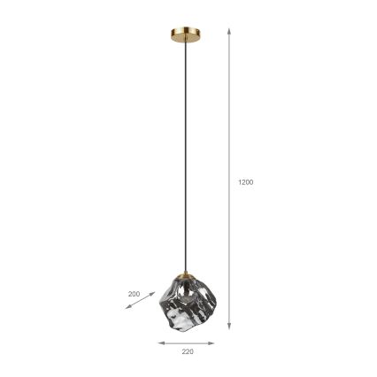 Candelabru pe cablu CRISTAL 1xE14/15W/230V alamă/negru fumuriu
