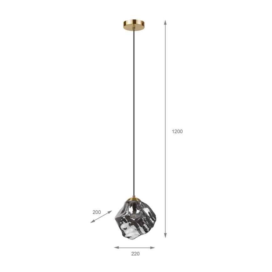 Candelabru pe cablu CRISTAL 1xE14/15W/230V alamă/negru fumuriu