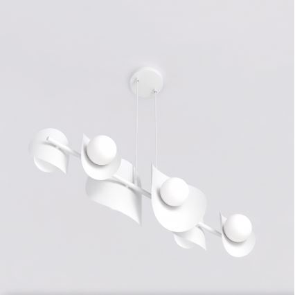 Candelabru pe cablu ELEMENTI 6xG9/8W/230V alb