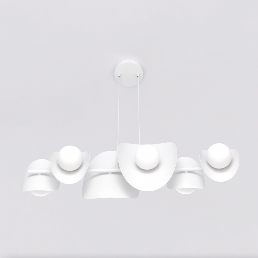 Candelabru pe cablu ELEMENTI 6xG9/8W/230V alb