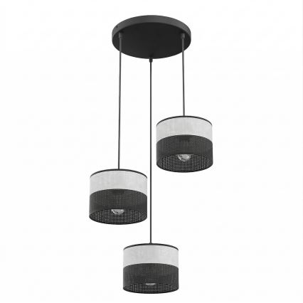 Candelabru pe cablu KARBON, 3xE27/15W/230V, negru/gri