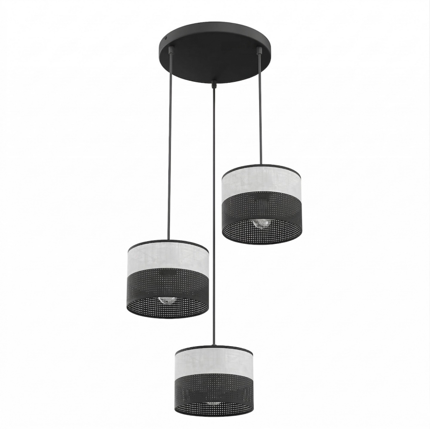 Candelabru pe cablu KARBON, 3xE27/15W/230V, negru/gri