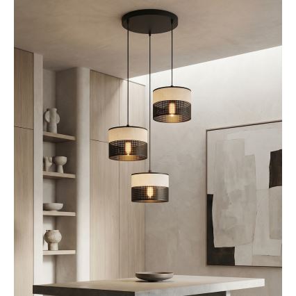 Candelabru pe cablu KARBON, 3xE27/15W/230V, negru/gri