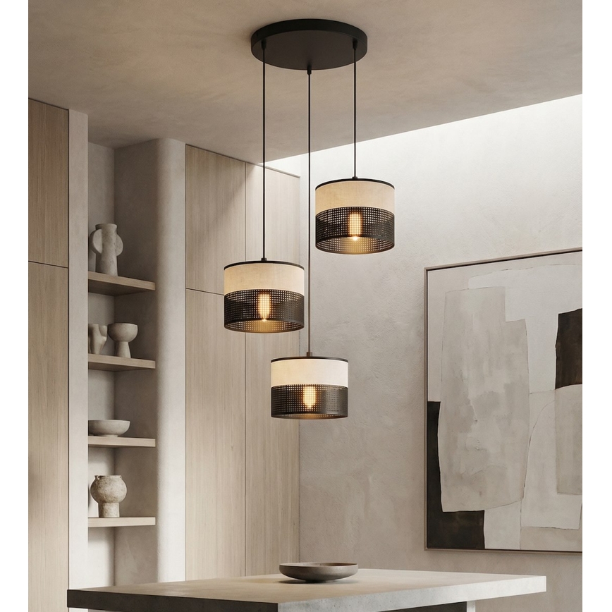 Candelabru pe cablu KARBON, 3xE27/15W/230V, negru/gri