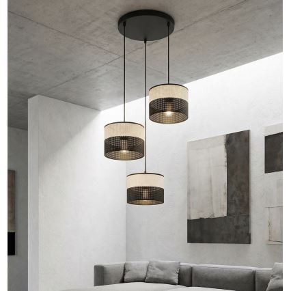 Candelabru pe cablu KARBON, 3xE27/15W/230V, negru/gri