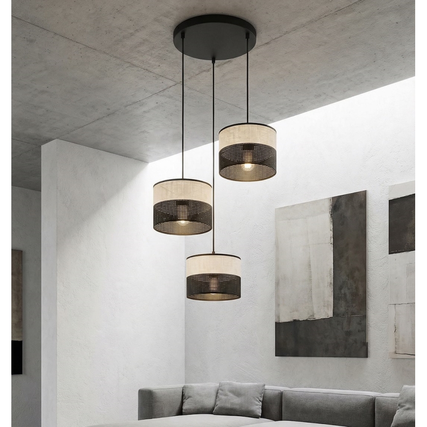 Candelabru pe cablu KARBON, 3xE27/15W/230V, negru/gri