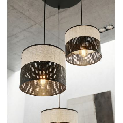 Candelabru pe cablu KARBON, 3xE27/15W/230V, negru/gri