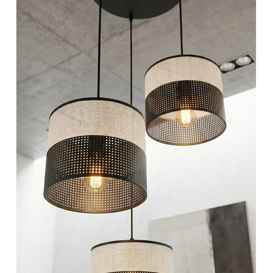 Candelabru pe cablu KARBON, 3xE27/15W/230V, negru/gri