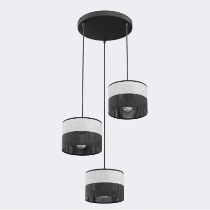 Candelabru pe cablu KARBON, 3xE27/15W/230V, negru/gri
