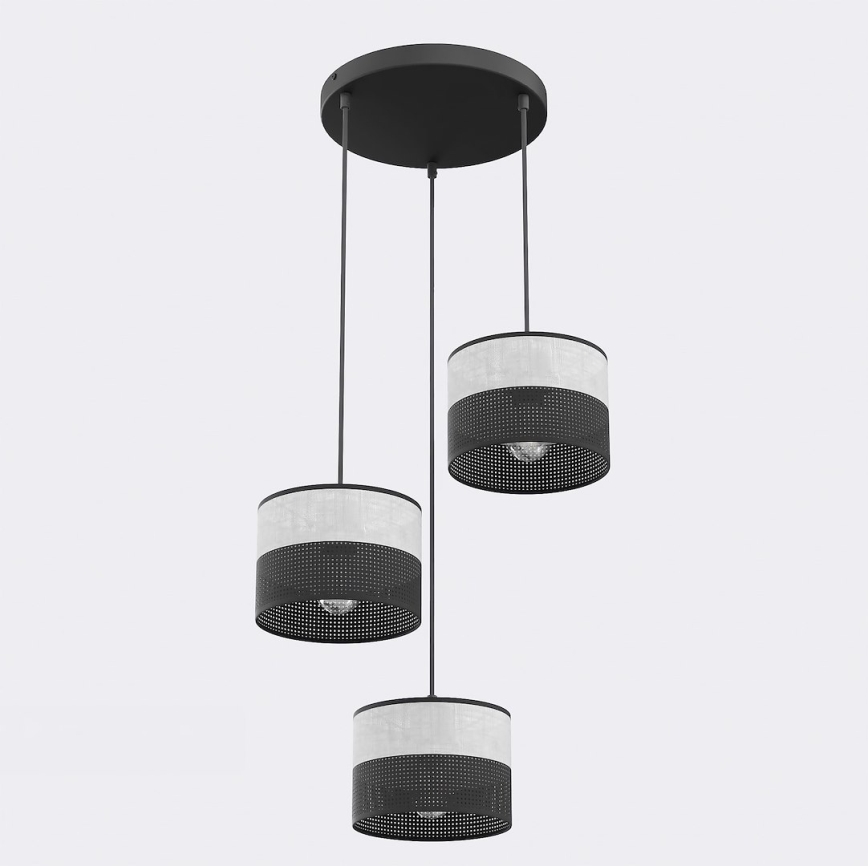 Candelabru pe cablu KARBON, 3xE27/15W/230V, negru/gri