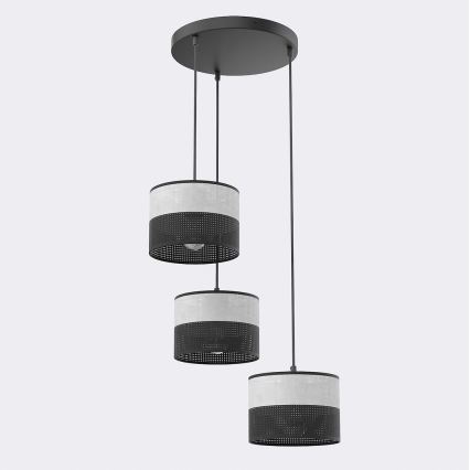 Candelabru pe cablu KARBON, 3xE27/15W/230V, negru/gri