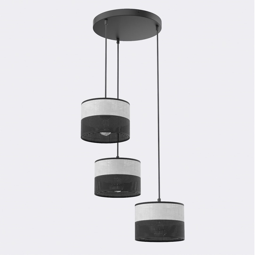 Candelabru pe cablu KARBON, 3xE27/15W/230V, negru/gri