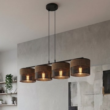 Candelabru pe cablu KARBON 4xE27/15W/230V negru/maro