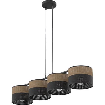 Candelabru pe cablu KARBON 4xE27/15W/230V negru/maro