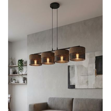 Candelabru pe cablu KARBON 4xE27/15W/230V negru/maro