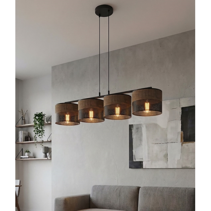 Candelabru pe cablu KARBON 4xE27/15W/230V negru/maro