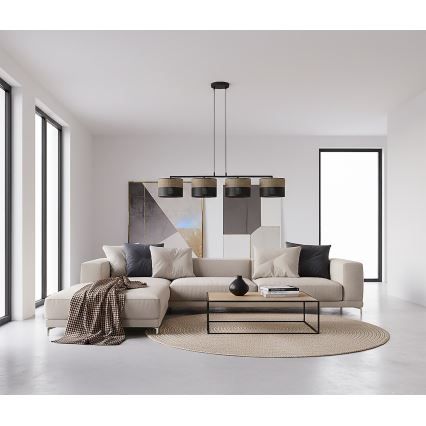 Candelabru pe cablu KARBON 4xE27/15W/230V negru/maro