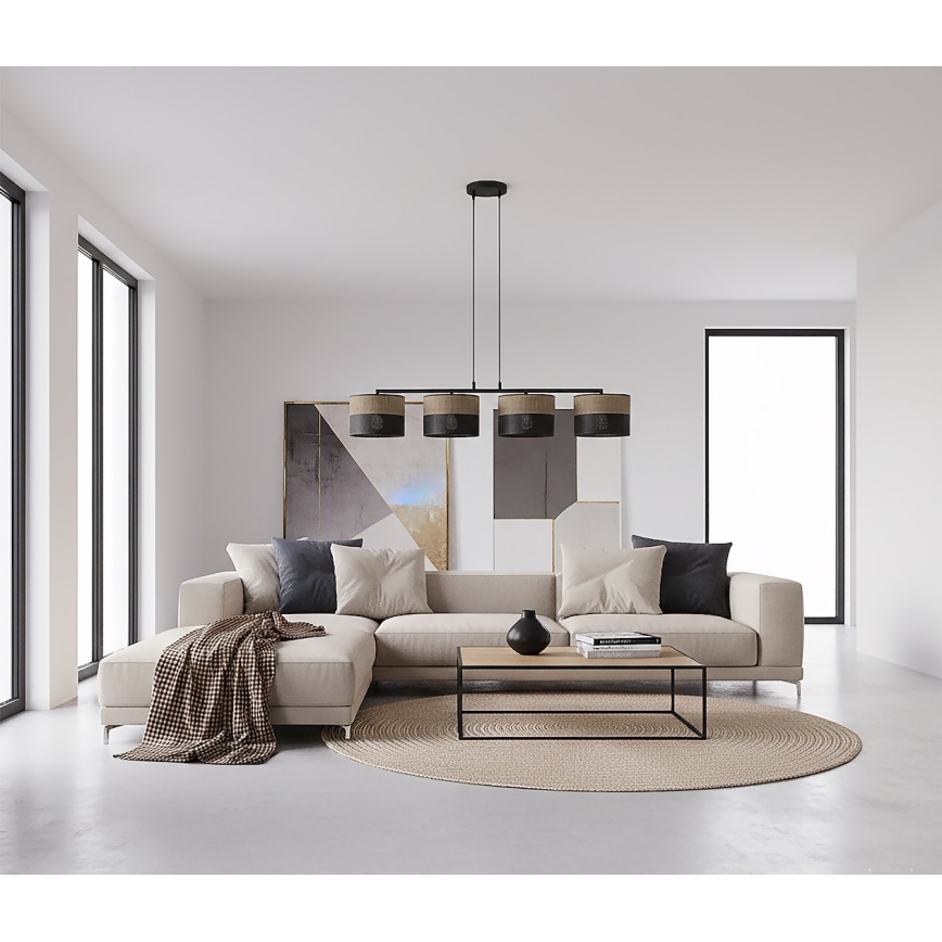 Candelabru pe cablu KARBON 4xE27/15W/230V negru/maro