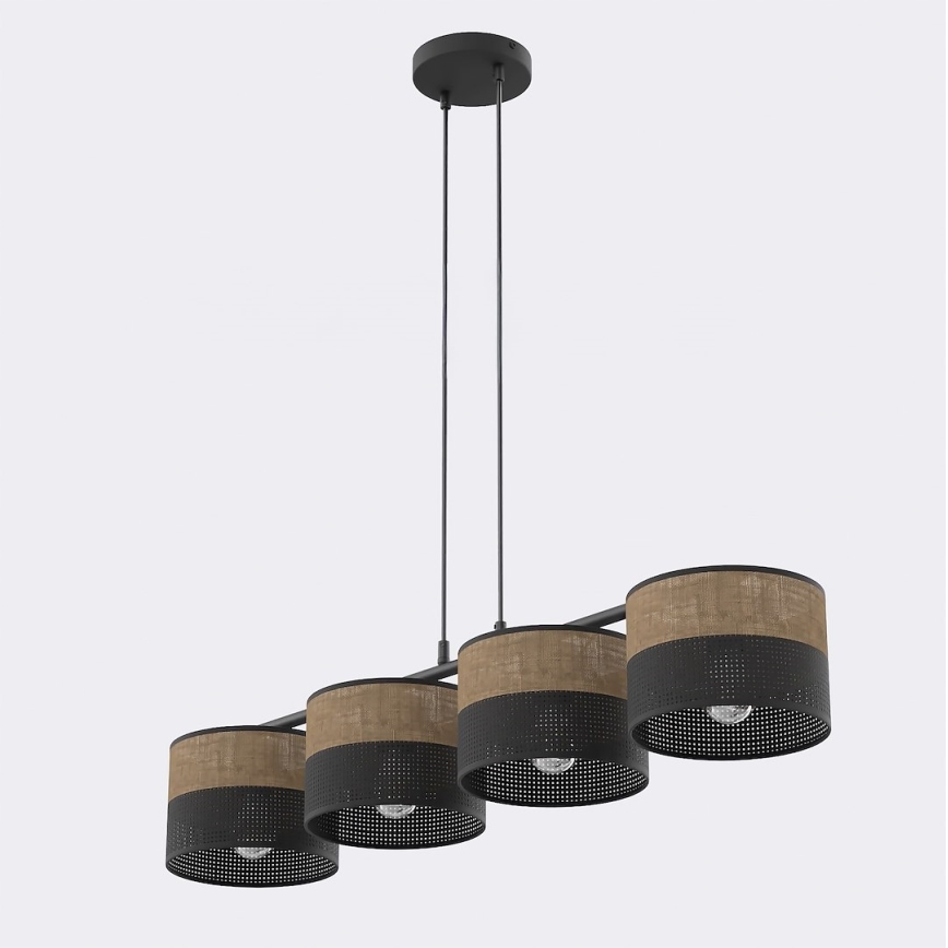 Candelabru pe cablu KARBON 4xE27/15W/230V negru/maro