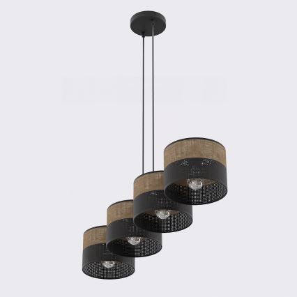 Candelabru pe cablu KARBON 4xE27/15W/230V negru/maro