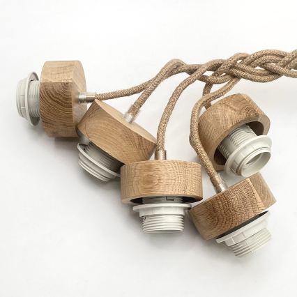 Candelabru pe cablu LOOMIS 5xE27/15W/230V 83 cm bej/stejar