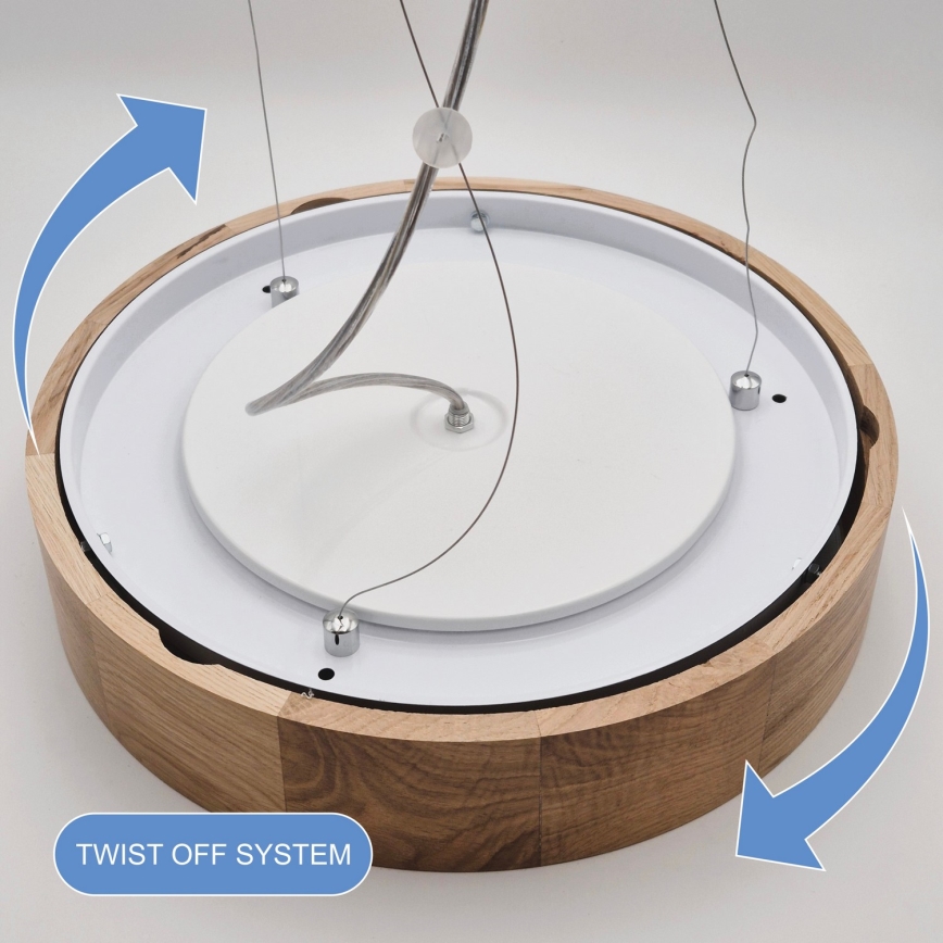 Candelabru suspendat pe cablu OAK 3xE27/60W/230V stejar ? 47,5 cm