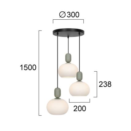 Candelabru pe cablu VALISIA 3xE27/40W/230V negru/măsliniu