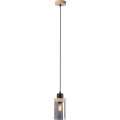 Candelabru pe cablu WOODNEST 1xE27/15W/230V pin/negru fumuriu