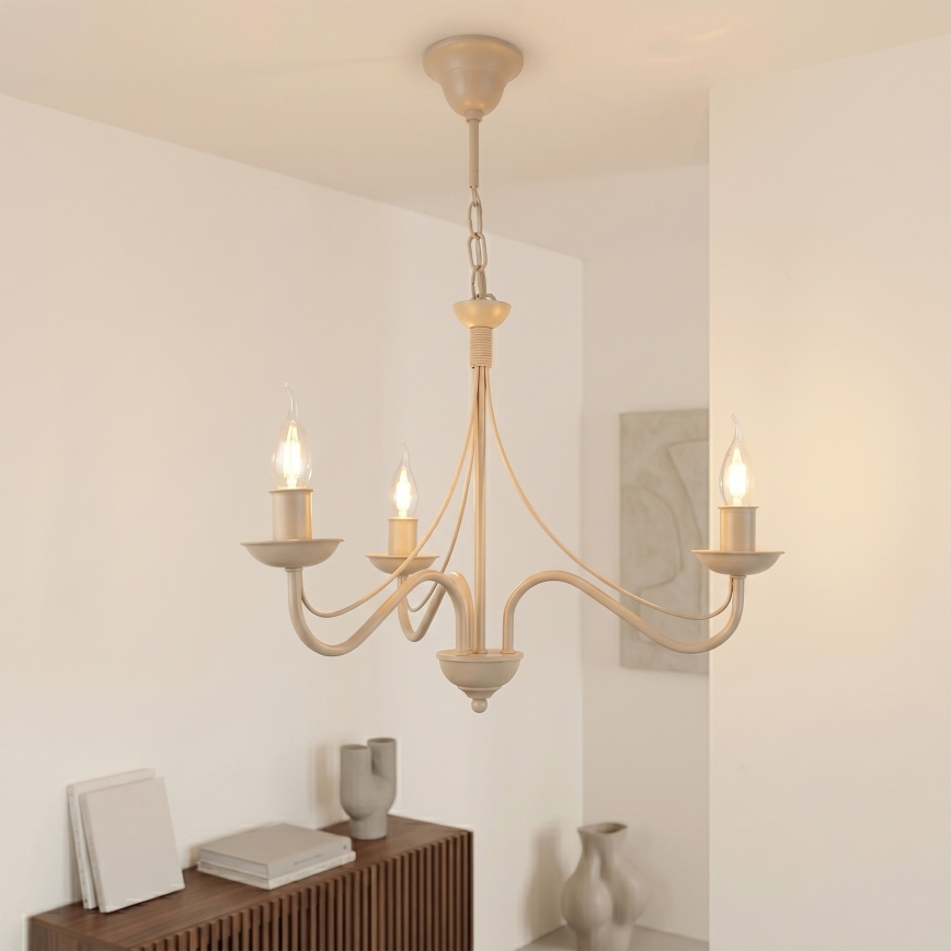 Candelabru pe lanț ANTON 3xE14/60W/230V bej