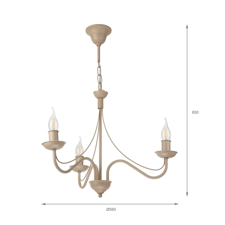 Candelabru pe lanț ANTON 3xE14/60W/230V bej