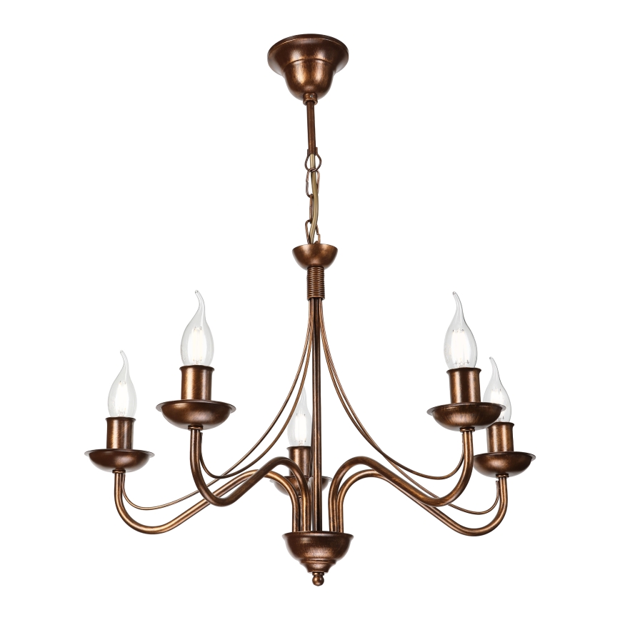 Candelabru pe lanț ANTON 5xE14/15W/230V bronz