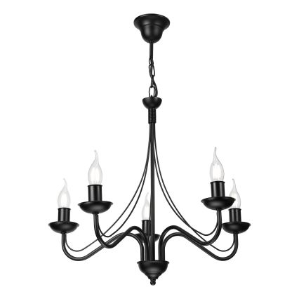 Candelabru pe lanț ANTON 5xE14/15W/230V negru