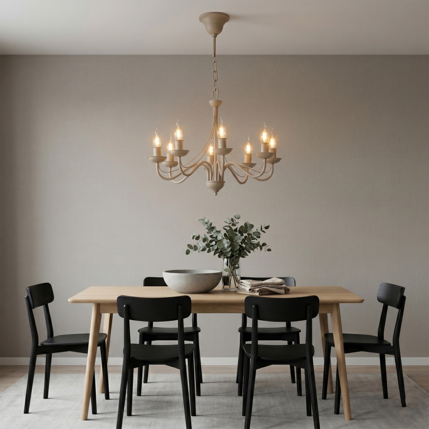 Candelabru pe lanț ANTON 8xE14/60W/230V bej