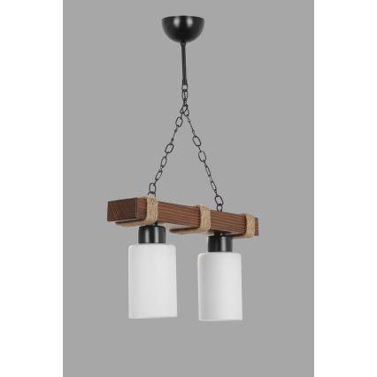 Candelabru pe lanț JASMIN 2xE27/40W/230V maro/alb