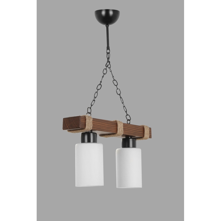 Candelabru pe lanț JASMIN 2xE27/40W/230V maro/alb