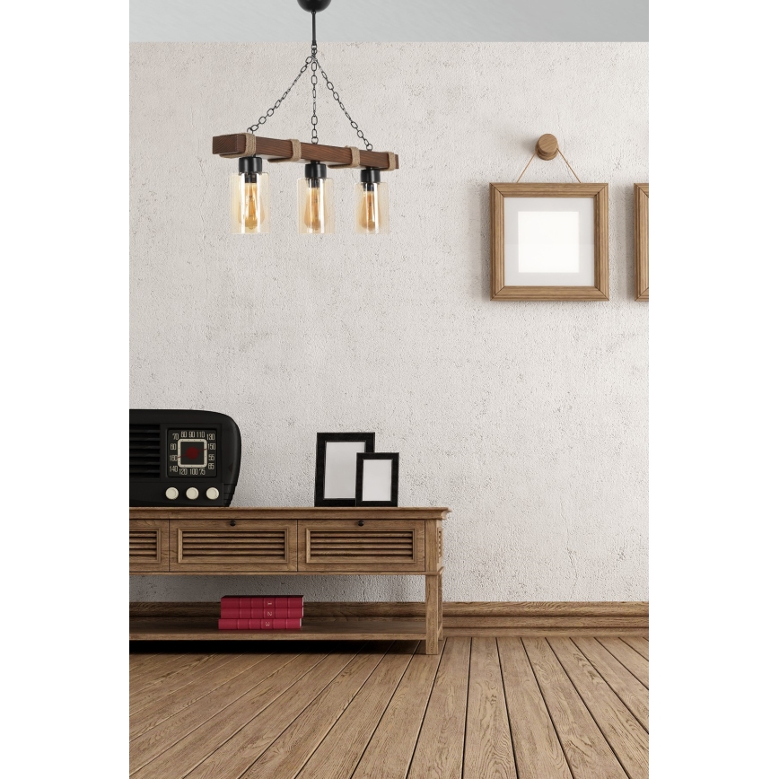Candelabru pe lanț JASMIN 3xE27/40W/230V maro/bej