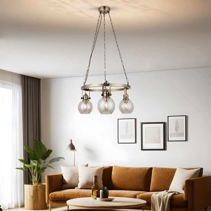 Candelabru pe lanț POLINO 3xE27/40W/230V bronz