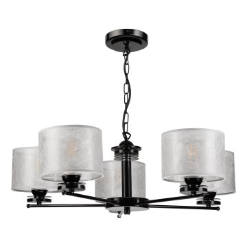 Candelabru pe lanț ROSA 5xE27/60W/230V negru/gri