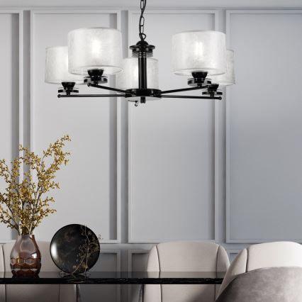 Candelabru pe lanț ROSA 5xE27/60W/230V negru/gri
