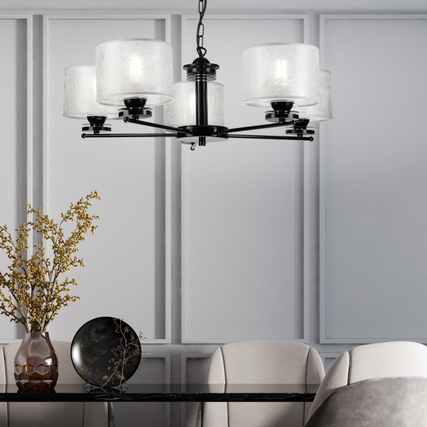 Candelabru pe lanț ROSA 5xE27/60W/230V negru/gri