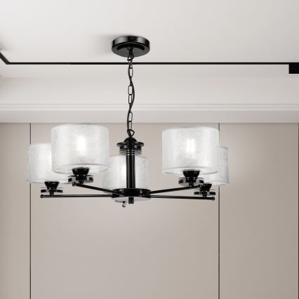 Candelabru pe lanț ROSA 5xE27/60W/230V negru/gri
