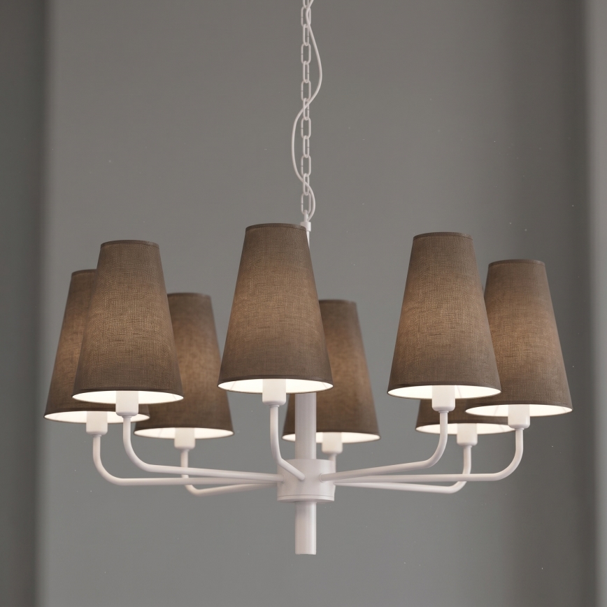 Candelabru pe lanț TORTOLA, 8 x E14, 15 W, 230 V, maro/crem