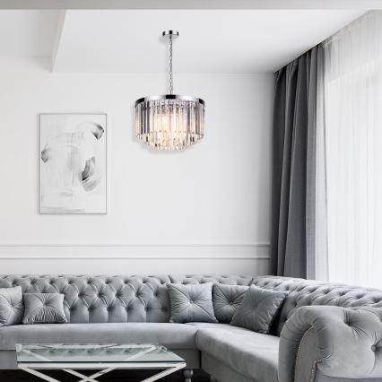 Candelabru pe lanț VETRO 5xE14/60W/230V, crom lucios