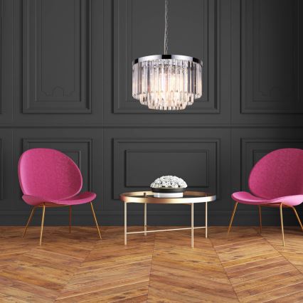 Candelabru pe lanț VETRO 5xE14/60W/230V, crom lucios