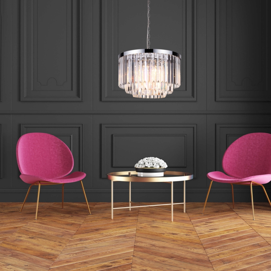 Candelabru pe lanț VETRO 5xE14/60W/230V, crom lucios