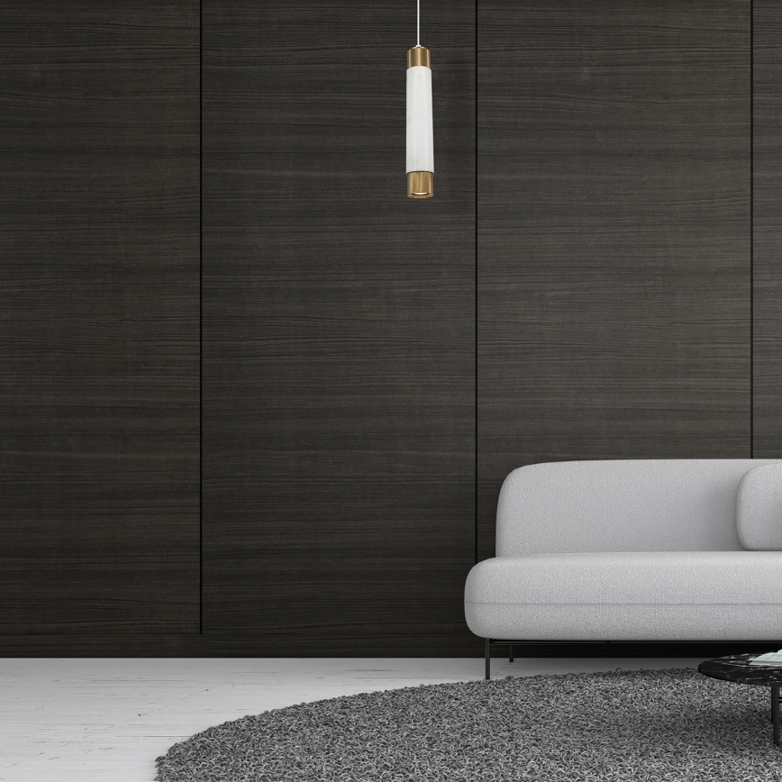 Candelabru pe șnur Marmură alb/alamă 1xGU10/8W/230V