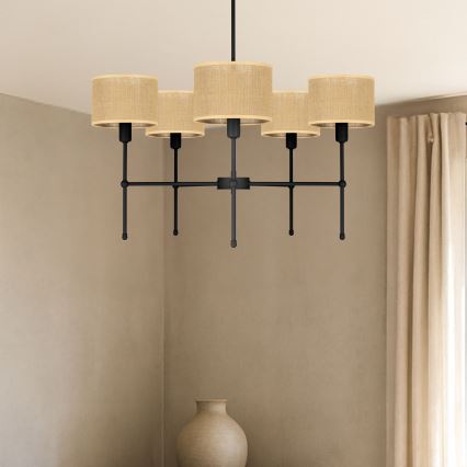 Candelabru pe tijă MADELA, 5 x E14/40W/230V, iută/negru