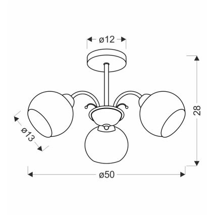 Candelabru pe tijă NESTOR 3xE27/40W/230V, alamă