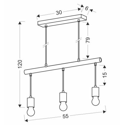 Candelabru pe un șir IZZY 3xE27/60W /230V