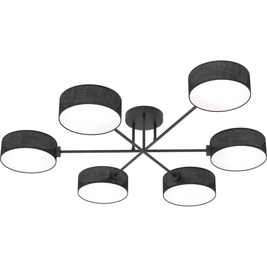 Candelabru pentru montaj pe tavan MAGA 6xE14/10W/230V negru